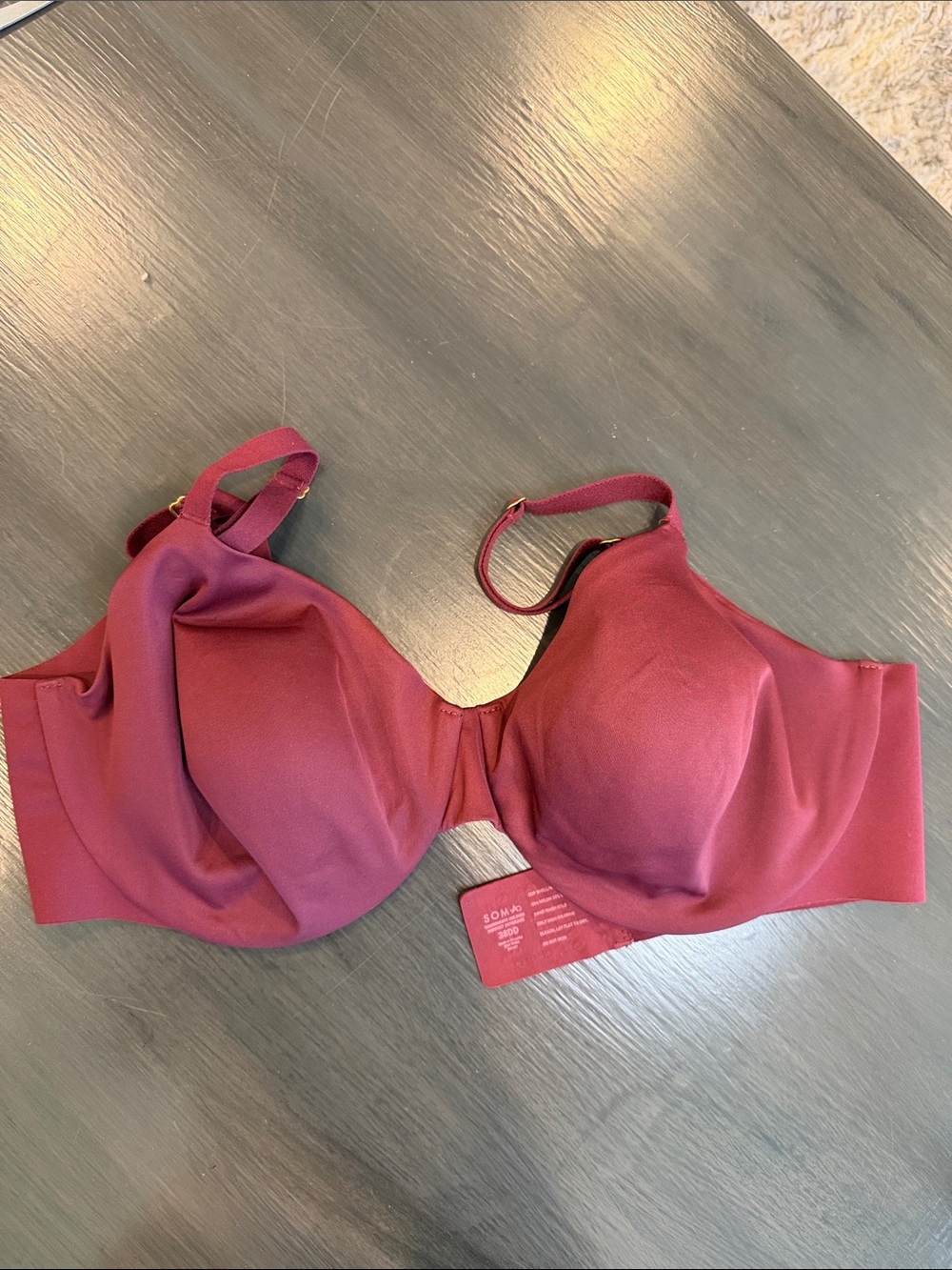 Soma Vanishing Unlined Perfect Coverage Underwire Bra - Maroon/Wine 38DD